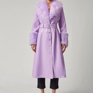 Purple Chic Leather Button Up Belted PU Leather Coat | SIZE MEDIUM | Y2K BRATZ